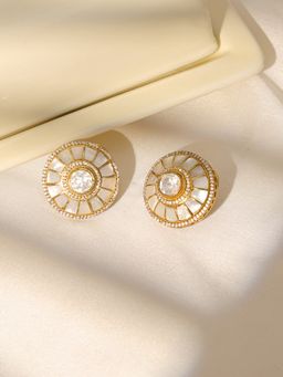 Ruby Raang Studio - Women'S Kundan Pearl Earrings -White