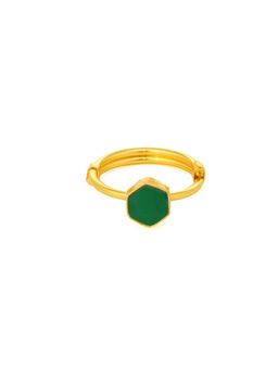 Ruby Raang Studio - Natural Stone Green Hexagon Ring -Green