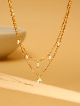 Ruby Raang Studio - White & Gold, Handcrafted Kundan Necklace -White