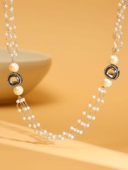 Ruby Raang Studio - Rhodium Plated Kundan Necklace -White