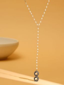 Ruby Raang Studio - Beaded Kundan Necklace -White