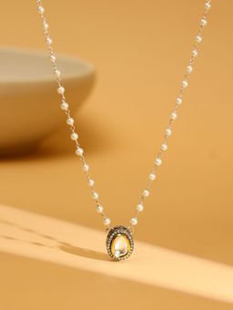 Ruby Raang Studio - Beaded Kundan Necklace -White