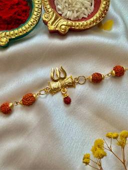 ISHKAARA - Rudraksh With Damru Rakhi -Brown