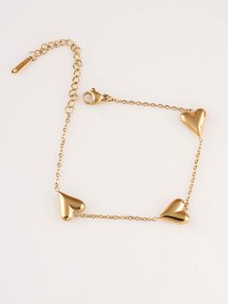 Palmonas - Heart Station Waterproof & Anti Tarnish Bracelet For Women -Gold