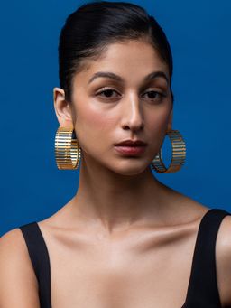 Ethnic Andaz - Golden Striped Fence Hoops -Gold