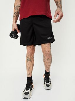 max - Black Men Striped Slim Fit Sports Shorts