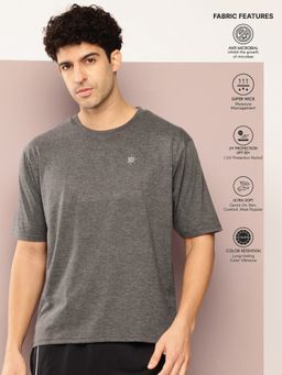 DILLINGER - Men Short Sleeve Round Neck Oversized Polyester Grey T-Shirt