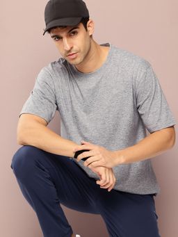 DILLINGER - Men Short Sleeve Round Neck Oversized Grey Polyester T-Shirt