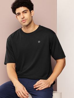 DILLINGER - Men Short Sleeve Round Neck Oversized Polyester Black T-Shirt