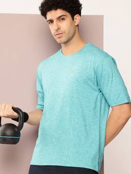 DILLINGER - Men Short Sleeve Round Neck Oversized Polyester Turquoise T-Shirt