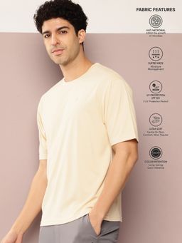 DILLINGER - Men Short Sleeve Round Neck Oversized Beige Polyester T-Shirt