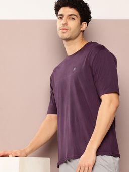 DILLINGER - Men Short Sleeve Round Neck Oversized Polyester Purple T-Shirt