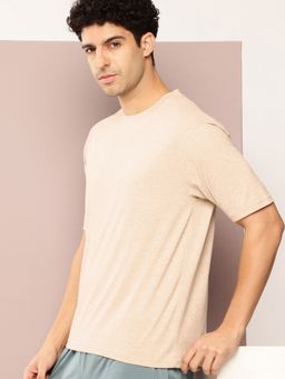 DILLINGER - Men Short Sleeve Round Neck Beige Oversized Polyester T-Shirt
