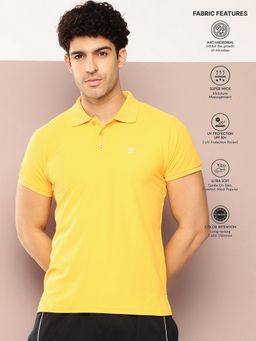 DILLINGER - Men Short Sleeve Polo Neck Regular Fit Polyester Yellow T-Shirt