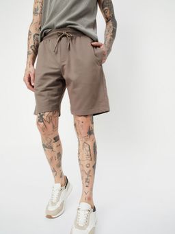 max - Beige Men Solid Athleisure Shorts
