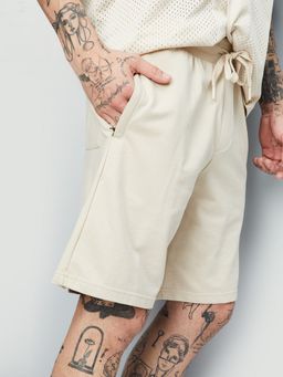 max - Cream Men Solid Athleisure Shorts