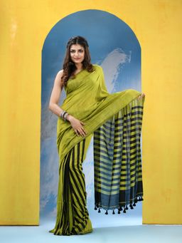 Angoshobha - Lemon Cotton Handloom Saree with Unstitched Blouse