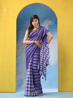 Angoshobha - Multicolour Cotton Check Handloom Saree with Unstitched Blouse