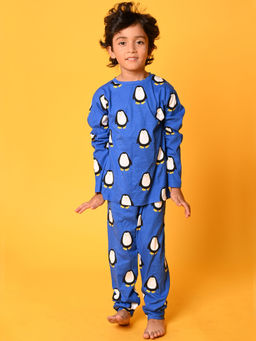 ANTHRILO - Boys Penguin Long Sleeves T-Shirt Pyjama - Blue (Set of 2)