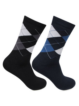 Bonjour - Men Classic Argyle Multicolored Woolen Socks (Pack of 2)