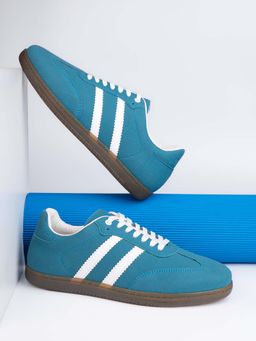 Styli - Men Contrast Striped Court Blue Sneakers