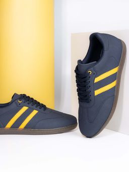 Styli - Men Contrast Striped Court Navy Blue Sneakers