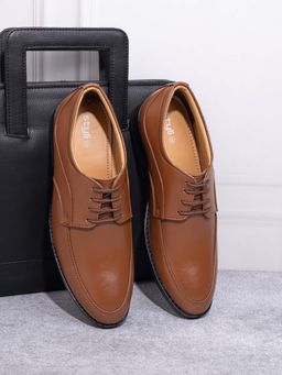 Styli - Men Tan Lace up Formal Derbies