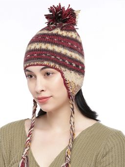 Magic Needles - Red Beige Beanie Cap