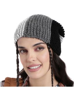 Magic Needles - Grey Colorblocked Beanie Cap