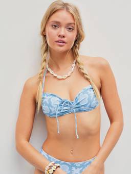 Cider - Fruit Women's Halter Drawstring Bikini Top Blue
