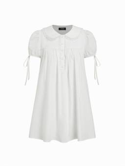 Cider - Cotton Blend Women Lace Trim Peter Pan Collar Nightdress White