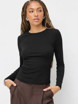 Cider - Thermal Cotton-Blend Women's Regular Fit Thermal Top Black