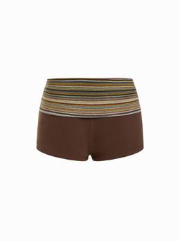 Cider - Cotton Blend Women Low Rise Colorblock Boyshorts Brown