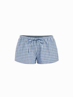 Cider - Cotton Blend Women's Low Waist Gingham Tie-Up Shorts Blue