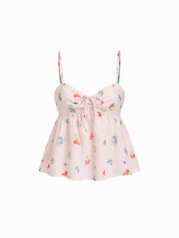 Cider - Fruit Graphic Women Ruched Sweetheart Babydoll Pink