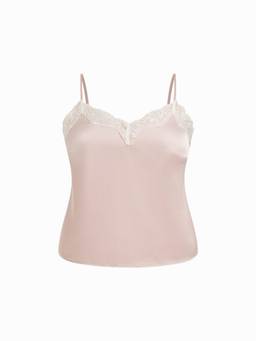 Cider - Lace Panel Women’s V-Neck Sleeveless Cami / Tops Pink