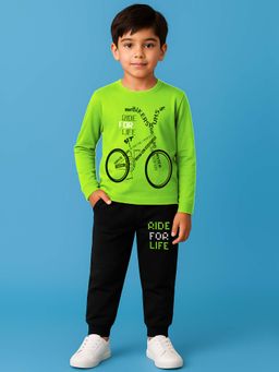 Kuchipoo - Boys Regular Fit Full Sleeves Graphic T-Shirt with Track Pant (Set of 2)