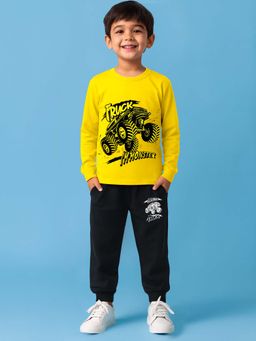 Kuchipoo - Boys Regular Fit Full Sleeves Graphic T-Shirt with Track Pant (Set of 2)