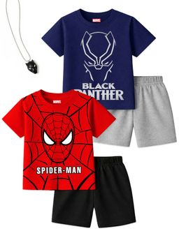 Kuchipoo - Marvel Boys Cotton T-Shirts and Shorts (Mkuc-Nsut-122) (Set of 4)