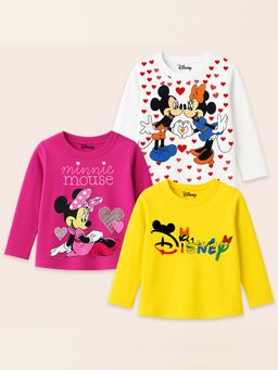 Kuchipoo - Disney Girls Regular Fit Full Sleeve Cotton T-Shirt (Pack of 3)