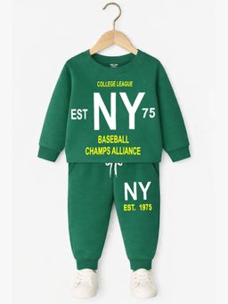 Kuchipoo - Boys Green Regular Fit Cotton Co-Ord Set