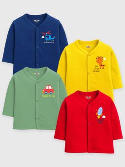 Kuchipoo - Baby Boys Multi-Color Full Sleeves Cotton Jablas (Pack of 4)