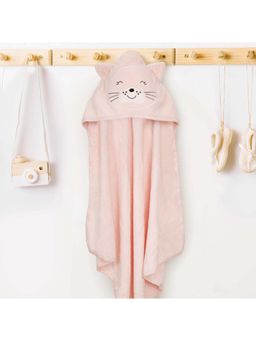 Kicks and Crawl - Pink Cotton Solid Hooded Towel