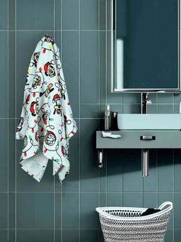 Yellow Bee - White Cotton Printed Hand Towel