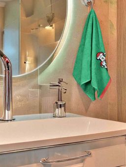 Yellow Bee - Green Cotton Printed Hand Towel