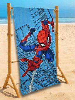 Yellow Bee - Blue Cotton Printed Bath Towel