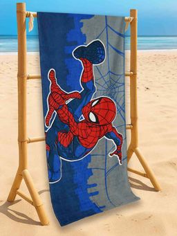 Yellow Bee - Blue Cotton Printed Bath Towel