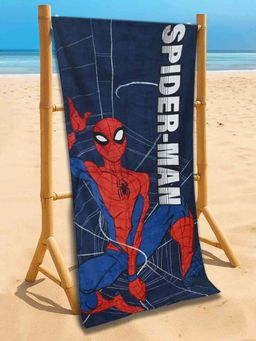 Yellow Bee - Blue Cotton Printed Bath Towel