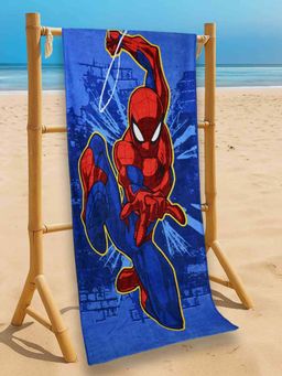 Yellow Bee - Blue Cotton Printed Bath Towel