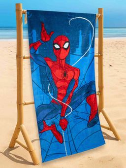 Yellow Bee - Blue Cotton Printed Bath Towel